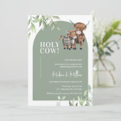 Invitation Saint-Vache Baby shower de la ferme Arch Green Hig (Debout devant)