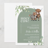 Invitation Saint-Vache Baby shower de la ferme Arch Green Hig (Devant / Derrière)