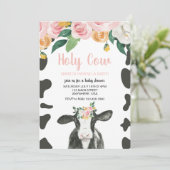 Invitation Saint-Vache Baby shower floral rose (Debout devant)