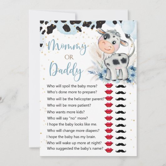 Invitation Saint-Vache Baby shower Jeu de garçon Vache Boho P (Devant)