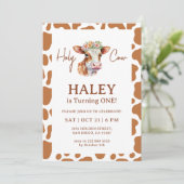Invitation Saint Vache Brown Imprimer 1er bébé Anniversaire (Debout devant)