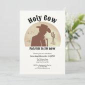 Invitation Saint Vache drôle Vintage Cowboy 50e anniversaire (Debout devant)