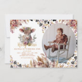 Invitation Saint Vache Floral 1er anniversaire Photo Invitati (Devant)
