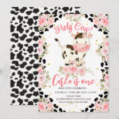 Invitation Saint-Vache Floral et Vache Imprimer Anniversaire (Devant / Derrière)