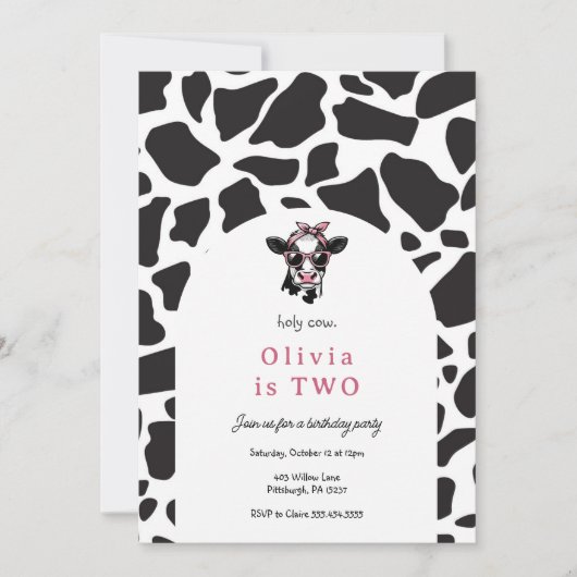 Invitation Saint Vache Fun Anniversaire fête (Devant)