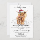 Invitation Saint-Vache Highland Calf Baby shower Noël (Devant)