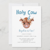 Invitation Saint-Vache Highland Cow Bow Anniversaire (Devant)