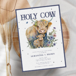 Invitation Saint-Vache Highland Cow Élégant Baby shower