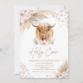 Invitation Saint Vache Je suis un Boho Pampas Highland Vache (Devant)