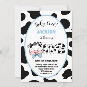 Invitation Saint Vache Je suis un garçon 1ère fête d'annivers