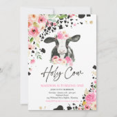 Invitation Saint Vache Je suis une ferme rose fleurie fête d' (Devant)