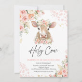 Invitation Saint Vache Je suis une ferme rose fleurie fête d' (Devant)