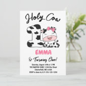 Invitation Saint Vache Je suis une fille 1er fête d'anniversa (Debout devant)