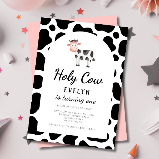 Invitation Saint Vache Je suis une fille rose 1er anniversair