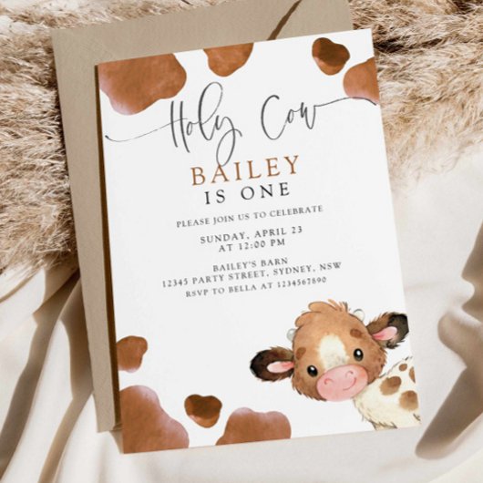 Invitation Saint Vache Je suis une jolie vache Brown Annivers
