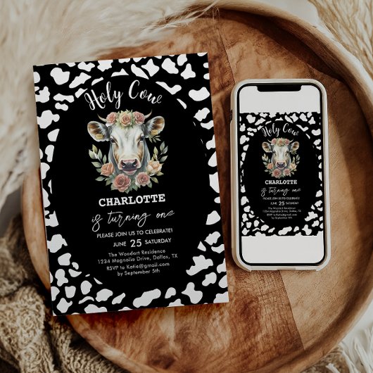 Invitation Saint Vache Je suis une vache fille 1er anniversai