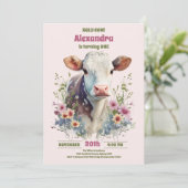 Invitation Saint Vache Je suis une vache fille 1er anniversai (Debout devant)