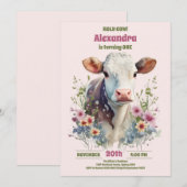 Invitation Saint Vache Je suis une vache fille 1er anniversai (Devant / Derrière)