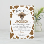 Invitation Saint Vache Je suis une vache Highland 1er anniver (Debout devant)