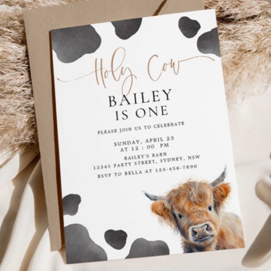 Invitation Saint Vache Je suis UNE Vache Highland 1er anniver
