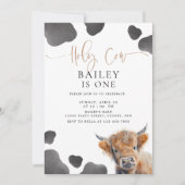 Invitation Saint Vache Je suis UNE Vache Highland 1er anniver (Devant)