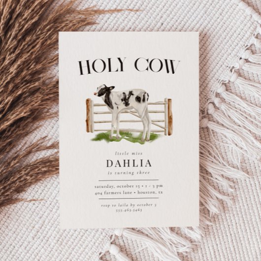 Invitation Saint Vache Moderne Simple ferme fête d'anniversai
