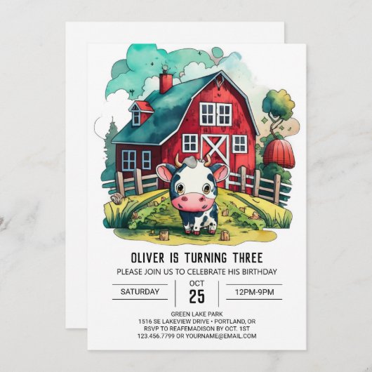 Invitation Saint-Vache Pays des merveilles Anniversaire (Devant / Derrière)