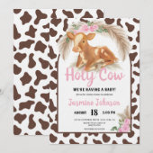 Invitation Saint-Vache Pays rustique Baby shower de veau flor (Devant / Derrière)