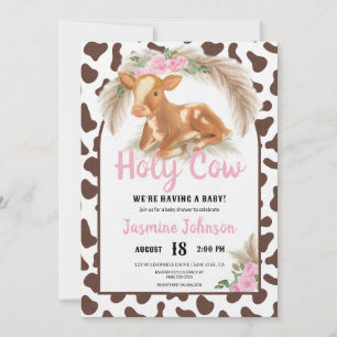 Invitation Saint-Vache Pays rustique Baby shower de veau flor