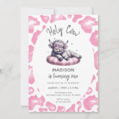 Invitation Saint Vache Rose fille premier anniversaire (Devant)