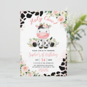 Invitation Saint Vache rose Floral 1er anniversaire fête (Debout devant)