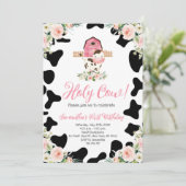 Invitation Saint Vache rose Floral Premier anniversaire fête (Debout devant)