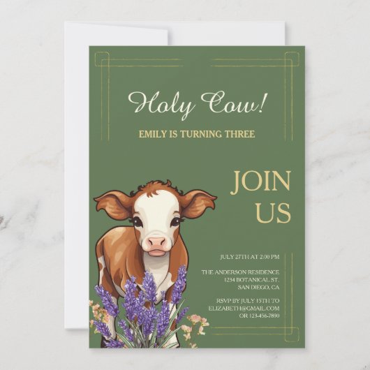 Invitation Saint-Vache Russe ferme animal fête d'anniversaire (Devant)