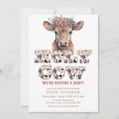 Invitation Saint-Vache Rustique Baby shower de fille Invitati (Devant)