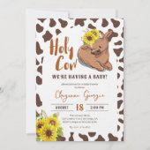 Invitation Saint-Vache rustique Pays ferme Baby shower animal (Devant)