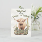 Invitation Saint-Vache Turner une vache Highland Anniversaire (Debout devant)