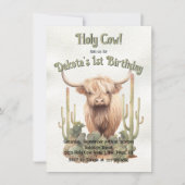 Invitation Saint-Vache Turner une vache Highland Anniversaire (Devant)