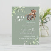 Invitation Saint-Vache Végétation Highland Vache Baby shower (Debout devant)