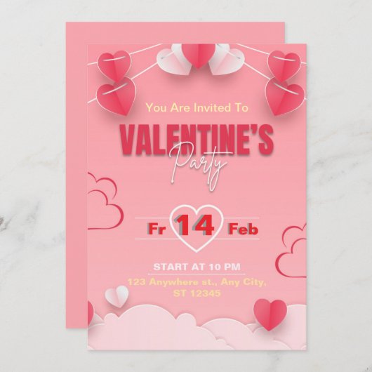 Invitation Saint Valentin (Devant / Derrière)