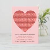 Invitation Saint-Valentin 40e anniversaire typographie Rouge (Debout devant)