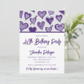 Invitation Saint-Valentin 40ème anniversaire cœurs violets (Debout devant)