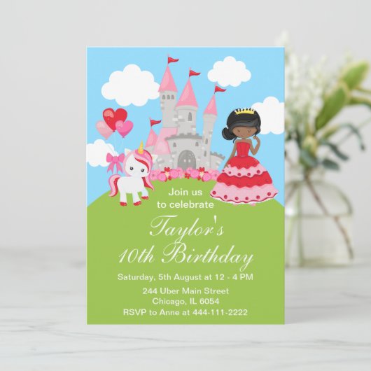 Invitation Saint Valentin Afro-Américaine Princesse Anniversa (Debout devant)