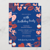 Invitation Saint Valentin anniversaire 40e Mange Bleue ange (Devant / Derrière)