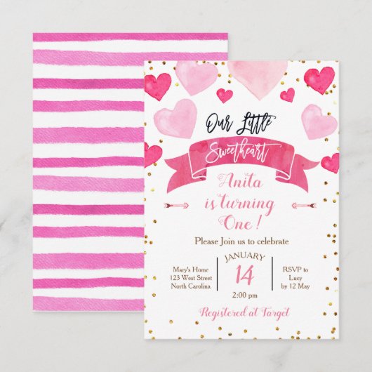 Invitation Saint-Valentin Anniversaire Notre Petit Cœur (Devant / Derrière)