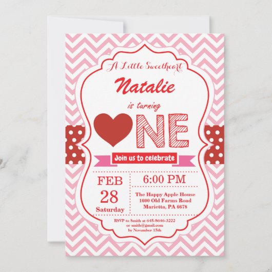 Invitation Saint Valentin Anniversaire Notre Petite Amoureuse (Devant)