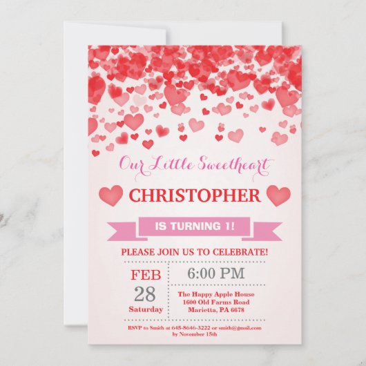 Invitation Saint Valentin Anniversaire Notre Petite Amoureuse (Devant)