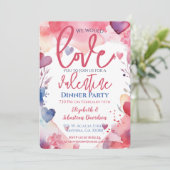 Invitation Saint Valentin Aquarelle Diner (Debout devant)
