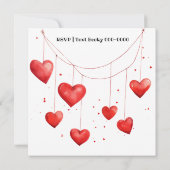 Invitation Saint Valentin au coeur rouge et champagne Pois (Dos)