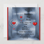 Invitation Saint-Valentin aux Coeurs rouges et Martini rose (Dos)