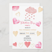 Invitation Saint Valentin avec Coeurs Rouge et Or (Devant / Derrière)